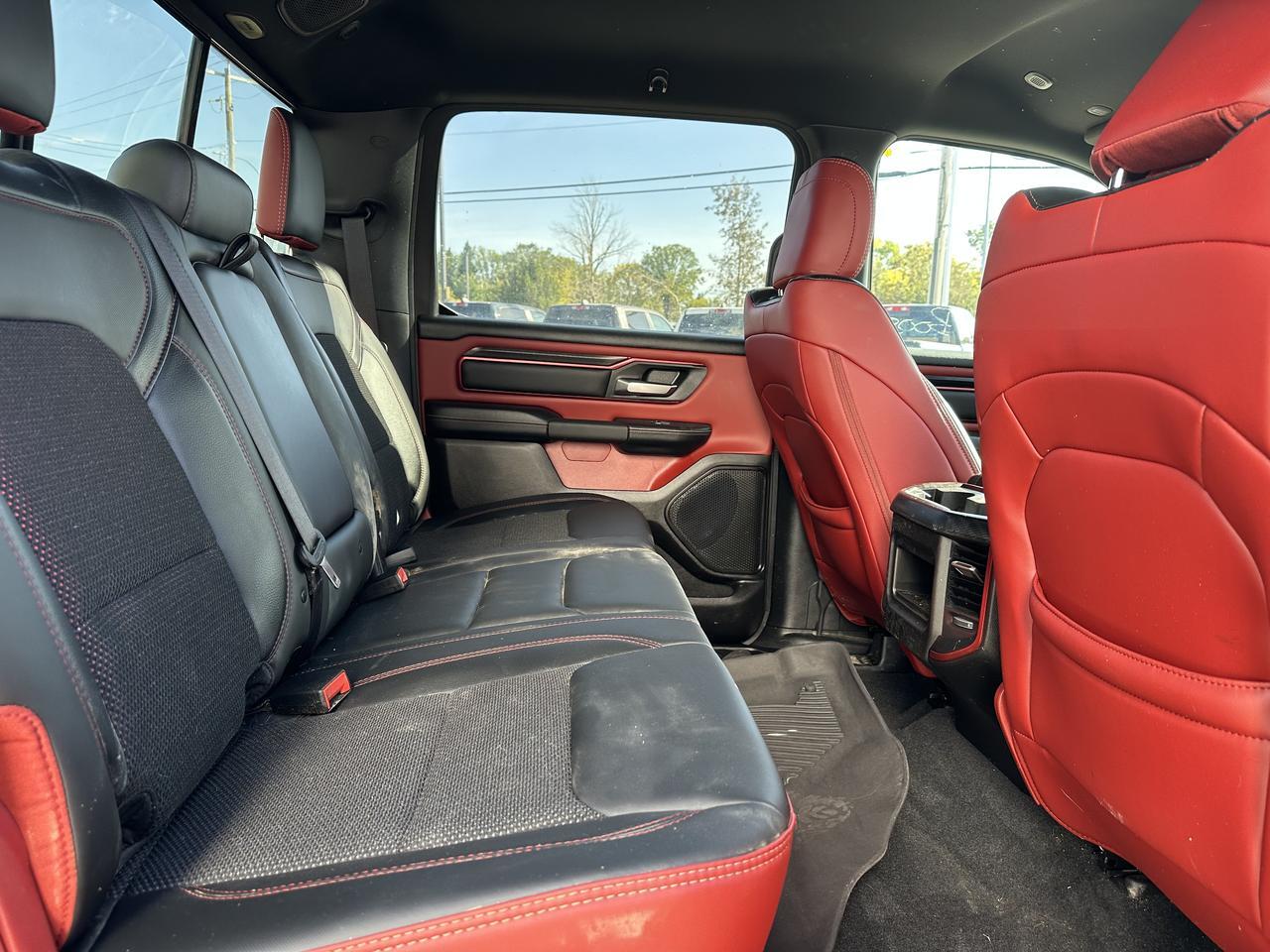 2025 Ram 1500 Rebel Crew Cab 4x4 | Low KMs | 3L Hurricane | Black w Red Inserts | 12IN Display | NAV Redwater AB
