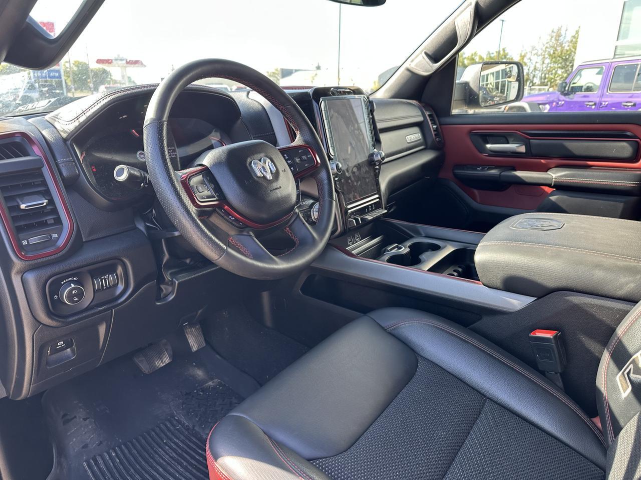 2025 Ram 1500 Rebel Crew Cab 4x4 | Low KMs | 3L Hurricane | Black w Red Inserts | 12IN Display | NAV Redwater AB