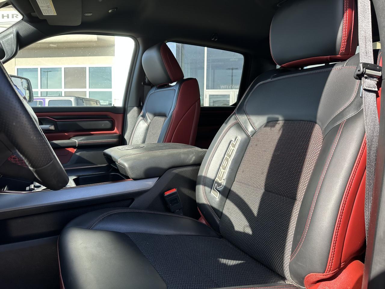 2025 Ram 1500 Rebel Crew Cab 4x4 | Low KMs | 3L Hurricane | Black w Red Inserts | 12IN Display | NAV Redwater AB