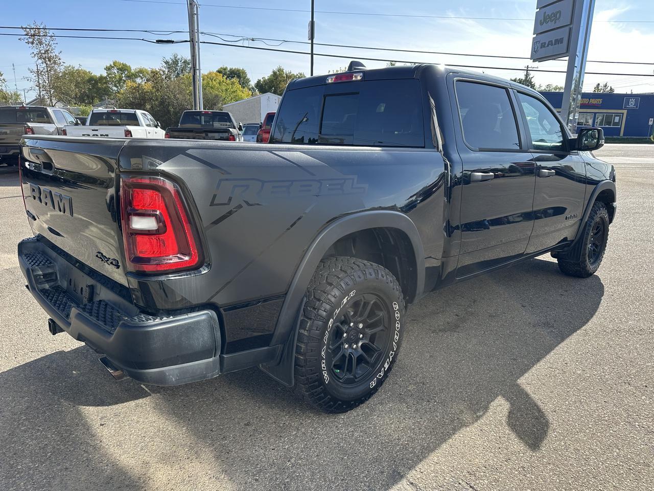 2025 Ram 1500 Rebel Crew Cab 4x4 | Low KMs | 3L Hurricane | Black w Red Inserts | 12IN Display | NAV Redwater AB