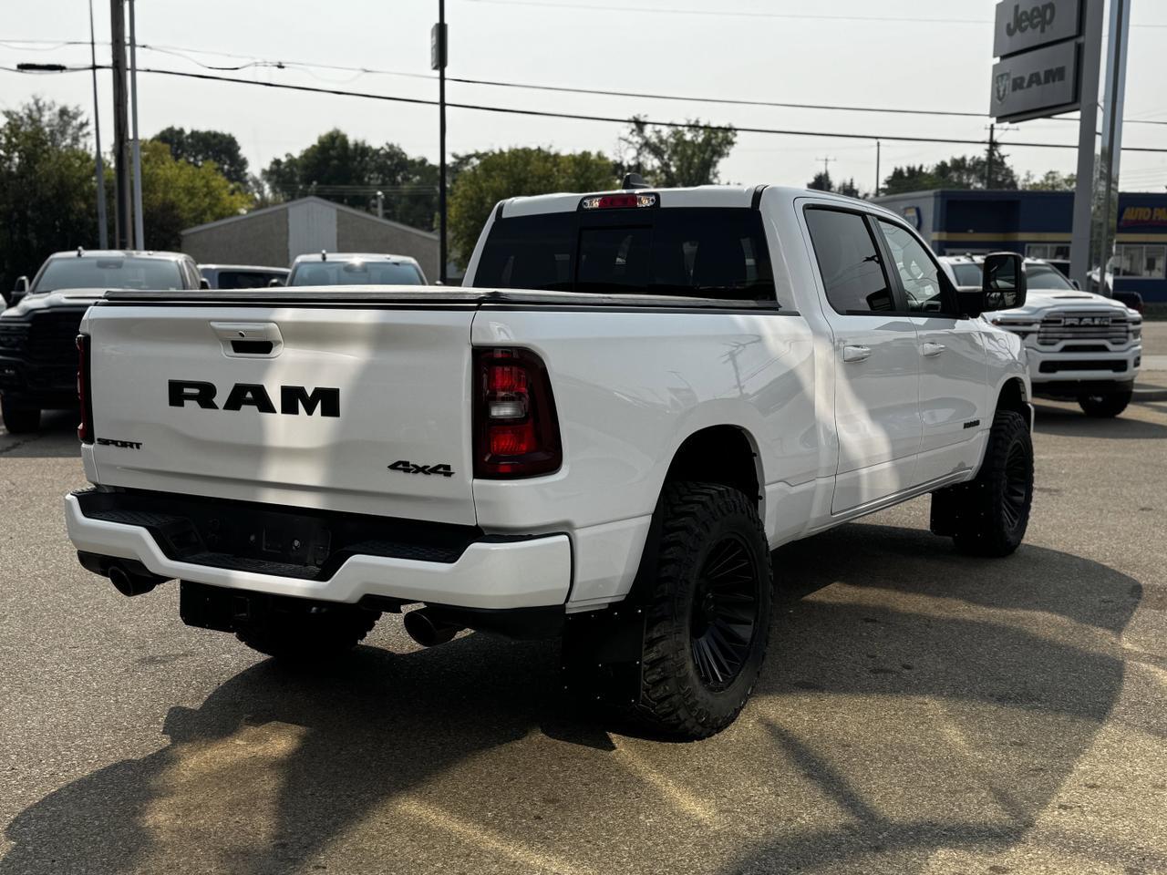 2025 Ram 1500 Sport Crew Cab 4x4 | 3L Hurricane | Rig Ready RAM Upgrades | Leather | Tonneau Cover Redwater AB