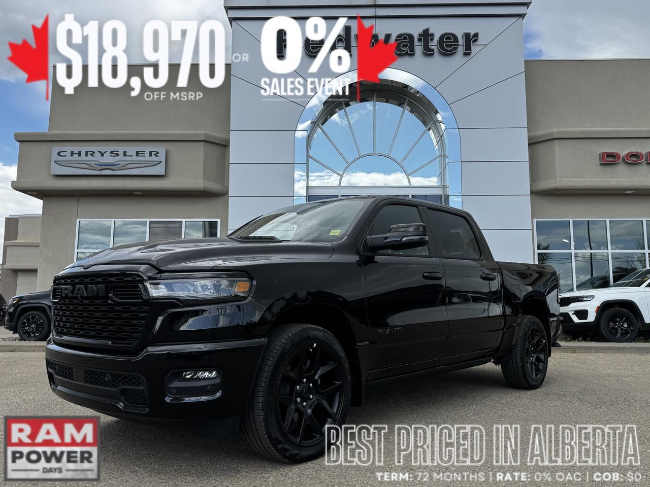 2025 Ram 1500 Sport Night Edition Crew Cab 4x4 | 3L Hurricane | Leather | Heated Vented Seats | NAV | Pano Sunroof