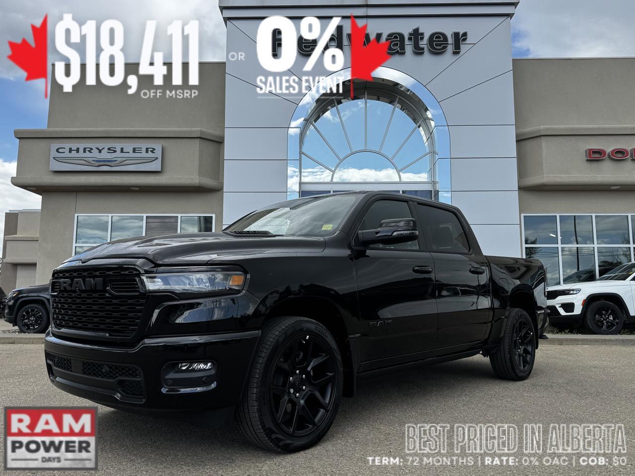 2025 Ram 1500 Sport Night Edition Crew Cab 4x4 | 3L Hurricane | Leather | Heated Vented Seats | NAV | Pano Sunroof