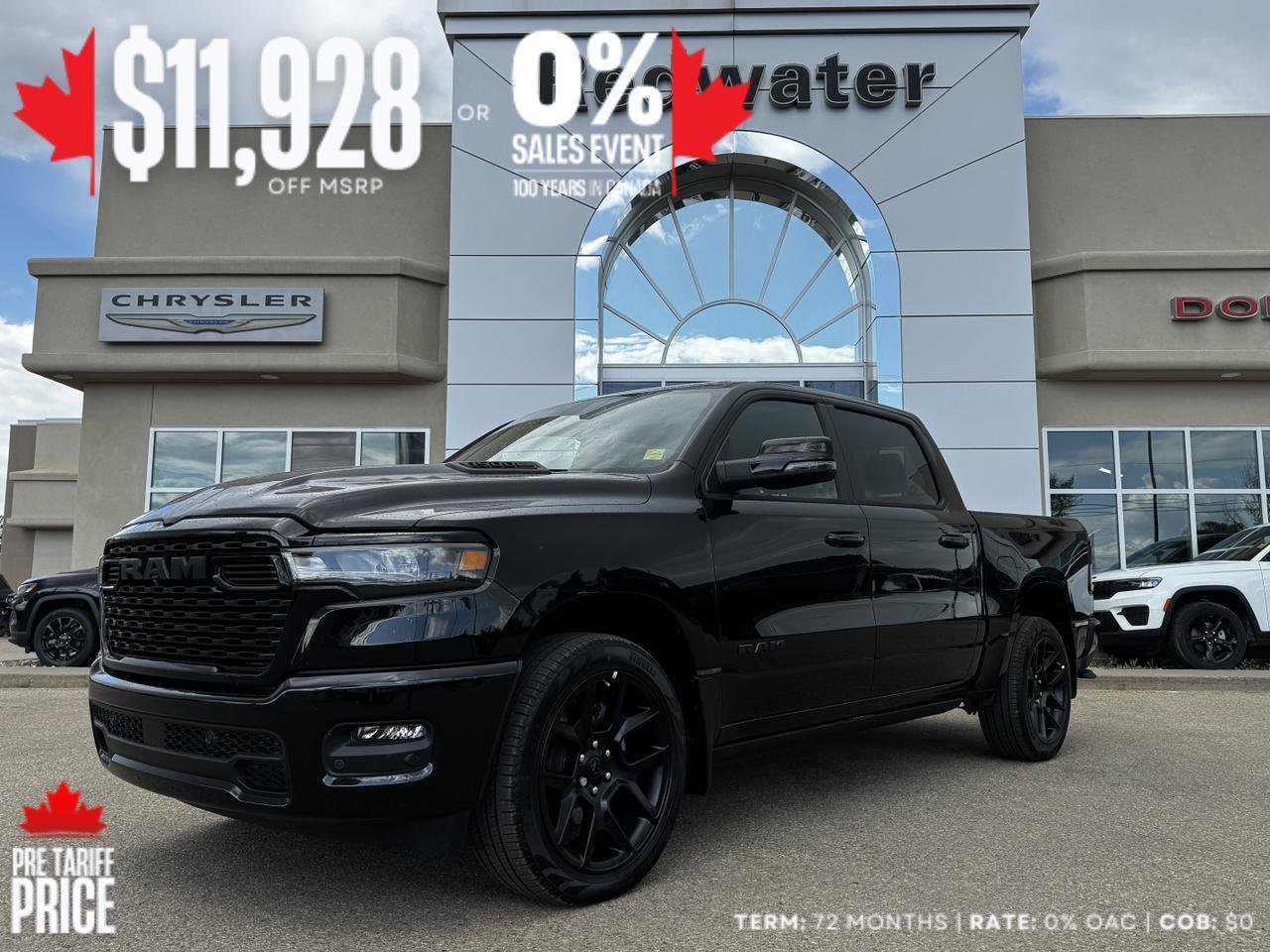 2025 Ram 1500 Sport Night Edition Crew Cab 4x4 | 3L Hurricane | Leather | Heated Vented Seats | NAV | Pano Sunroof