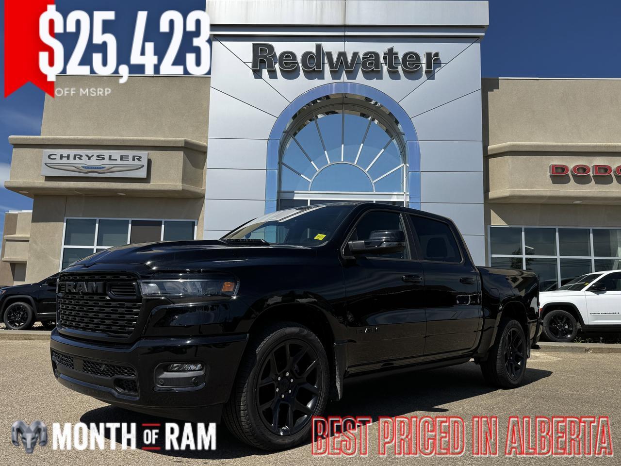 2025 Ram 1500 Sport Night Edition Crew Cab 4x4 | 3L Hurricane | Leather | Heated Vented Seats | Pano Sunroof | NAV