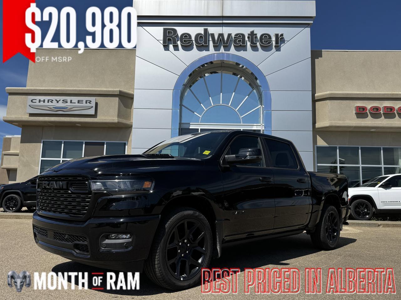 2025 Ram 1500 Sport Night Edition Crew Cab 4x4 | 3L Hurricane | Leather | Heated Vented Seats | Pano Sunroof | NAV