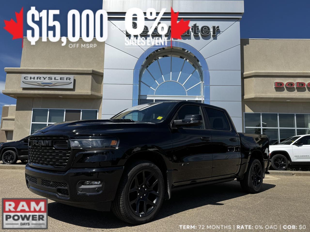 2025 Ram 1500 Sport Night Edition Crew Cab 4x4 | 3L Hurricane | Leather | Heated Vented Seats | Pano Sunroof | NAV