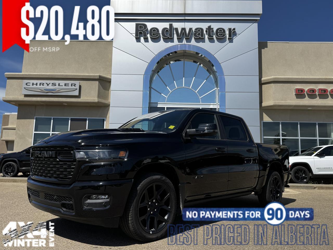 2025 Ram 1500 Sport Night Edition Crew Cab 4x4 | 3L Hurricane | Leather | Heated Vented Seats | Pano Sunroof | NAV