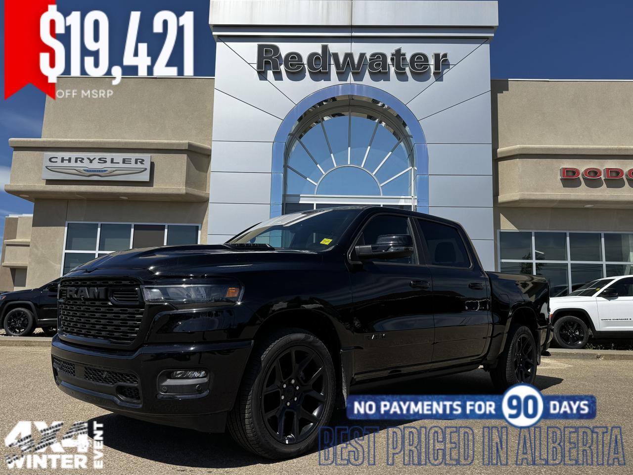 2025 Ram 1500 Sport Night Edition Crew Cab 4x4 | 3L Hurricane | Leather | Heated Vented Seats | Pano Sunroof | NAV