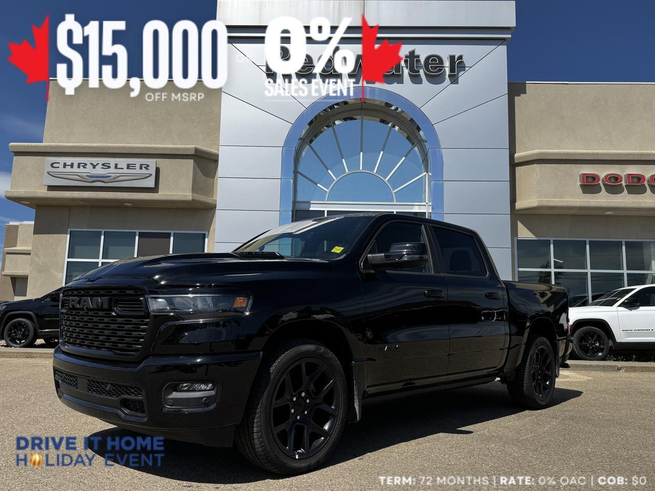 2025 Ram 1500 Sport Night Edition Crew Cab 4x4 | 3L Hurricane | Leather | Heated Vented Seats | Pano Sunroof | NAV