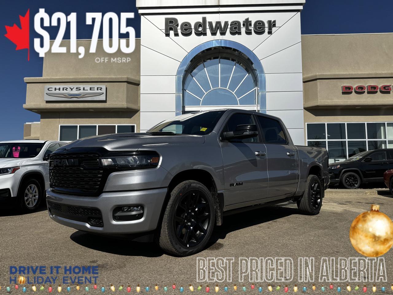 2025 Ram 1500 Sport Night Edition Crew Cab 4x4 | 3L Hurricane | Leather | Heated Vented Seats | Pano Sunroof