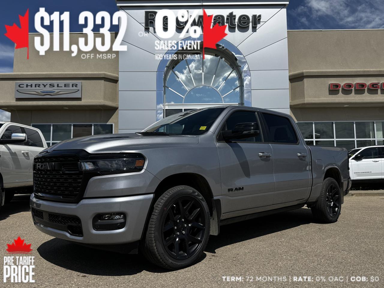 2025 Ram 1500 Sport Night Edition Crew Cab 4x4 | 3L Hurricane | Leather | NAV | Pano Sunroof | Power Tailgate Redwater AB