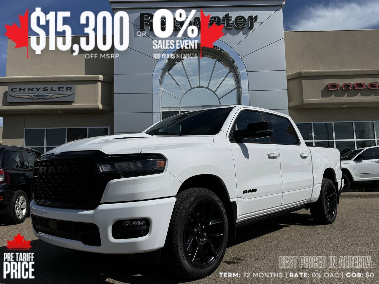 2025 Ram 1500 Sport Night Edition Crew Cab 4x4 | 3L Hurricane | Pano Sunroof | Leather | Heated Vented Seats | NAV Redwater AB