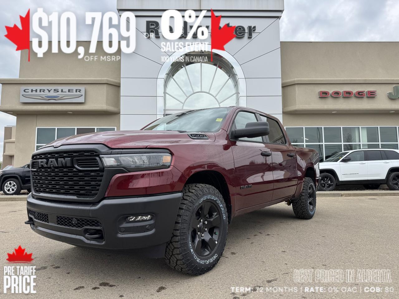 2025 Ram 1500 Warlock Crew Cab 4x4 | 3L Hurricane | Front Bench | Red Pearl | Box Lighting