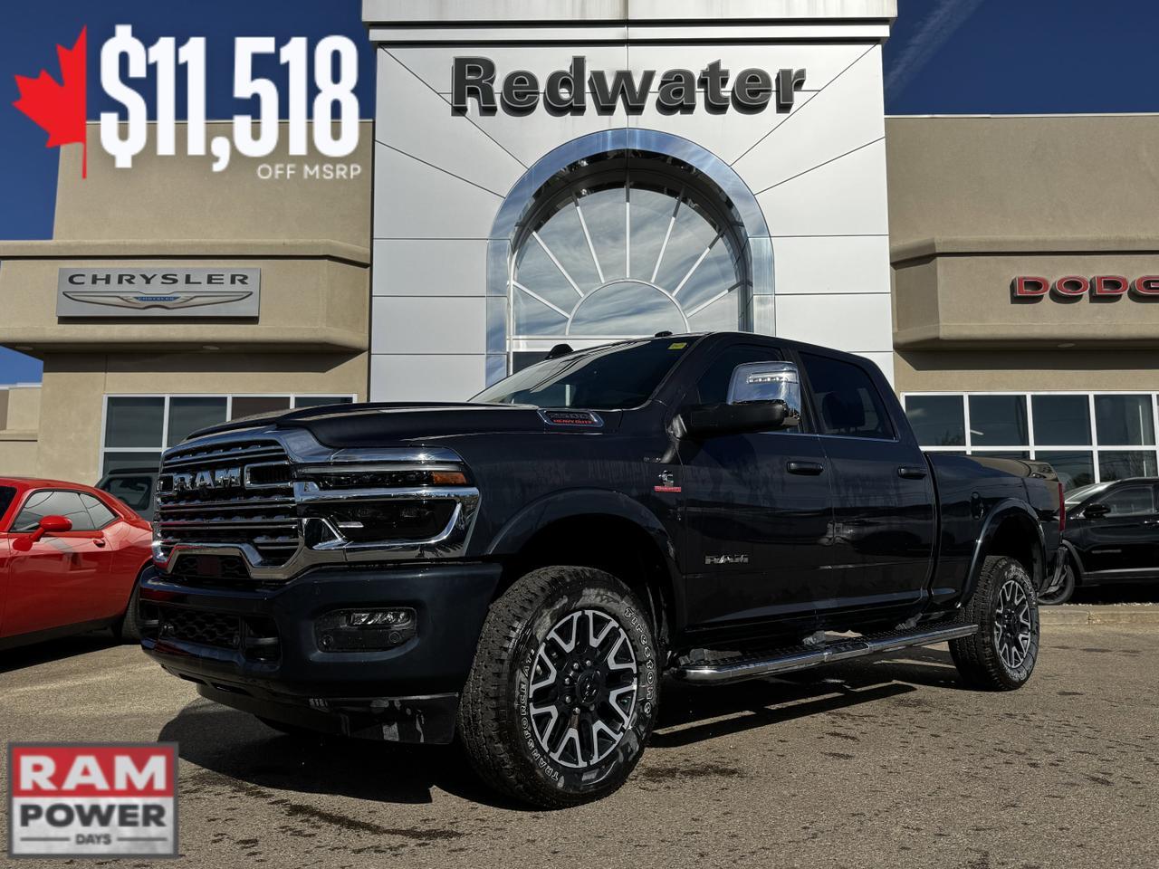 2025 Ram 2500 Limited Longhorn Crew Cab 4x4 | Cummins Diesel | Mountain Brown Seats | Towing Prep | NAV Redwater AB