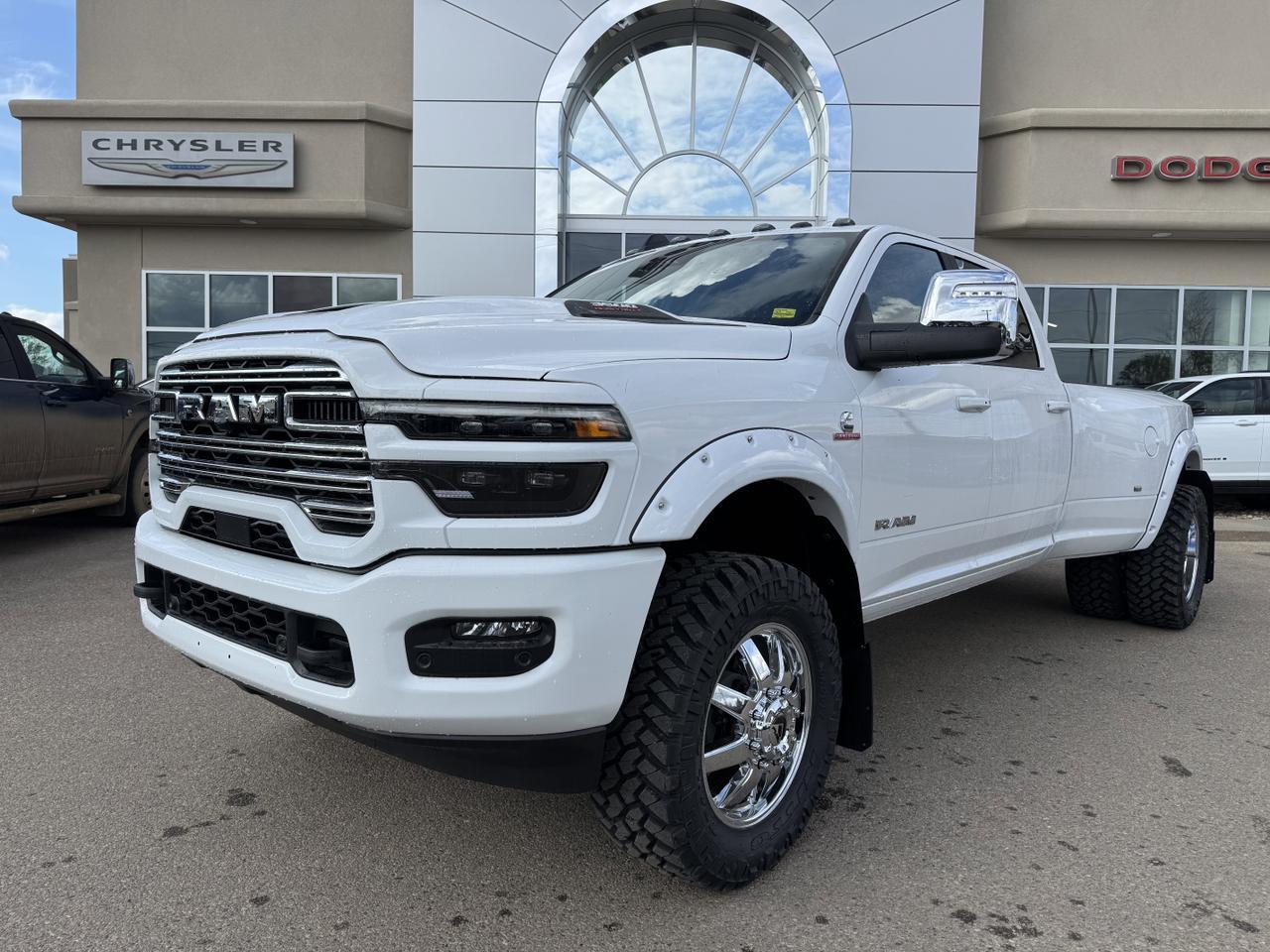 2025 Ram 3500 Laramie Dually Crew Cab 4x4 | Rig Ready Ram | Sunroof | Towing Prep I Heated Leather Seats I NAV Redwater AB