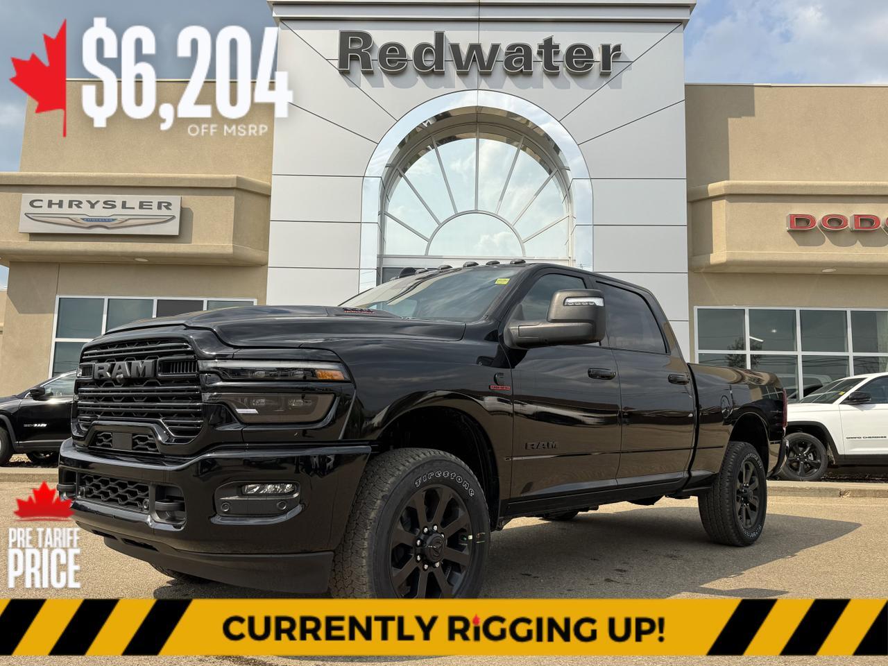 2025 Ram 3500 Laramie Night Edition Crew Cab 4x4 | Rig Ready Ram | Leather | Towing | Sunroof | Heated Seats Redwater AB