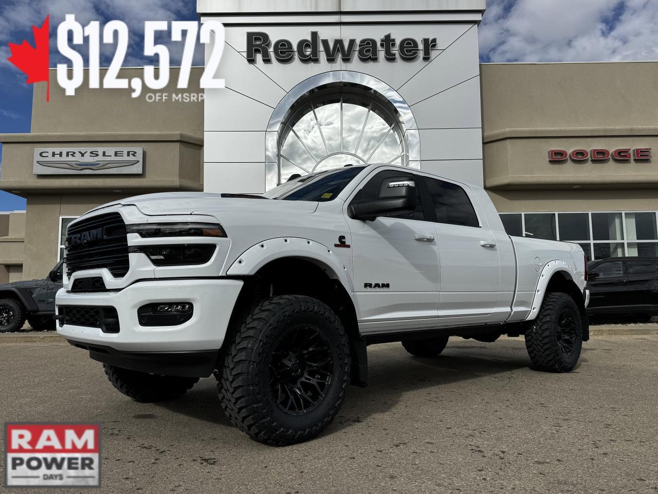 2025 Ram 3500 Laramie Night Edition Mega Cab 4x4 | Rig Ready RAM | 4IN BDS Lift | 37IN Toyo Tires | Fox Shocks Redwater AB