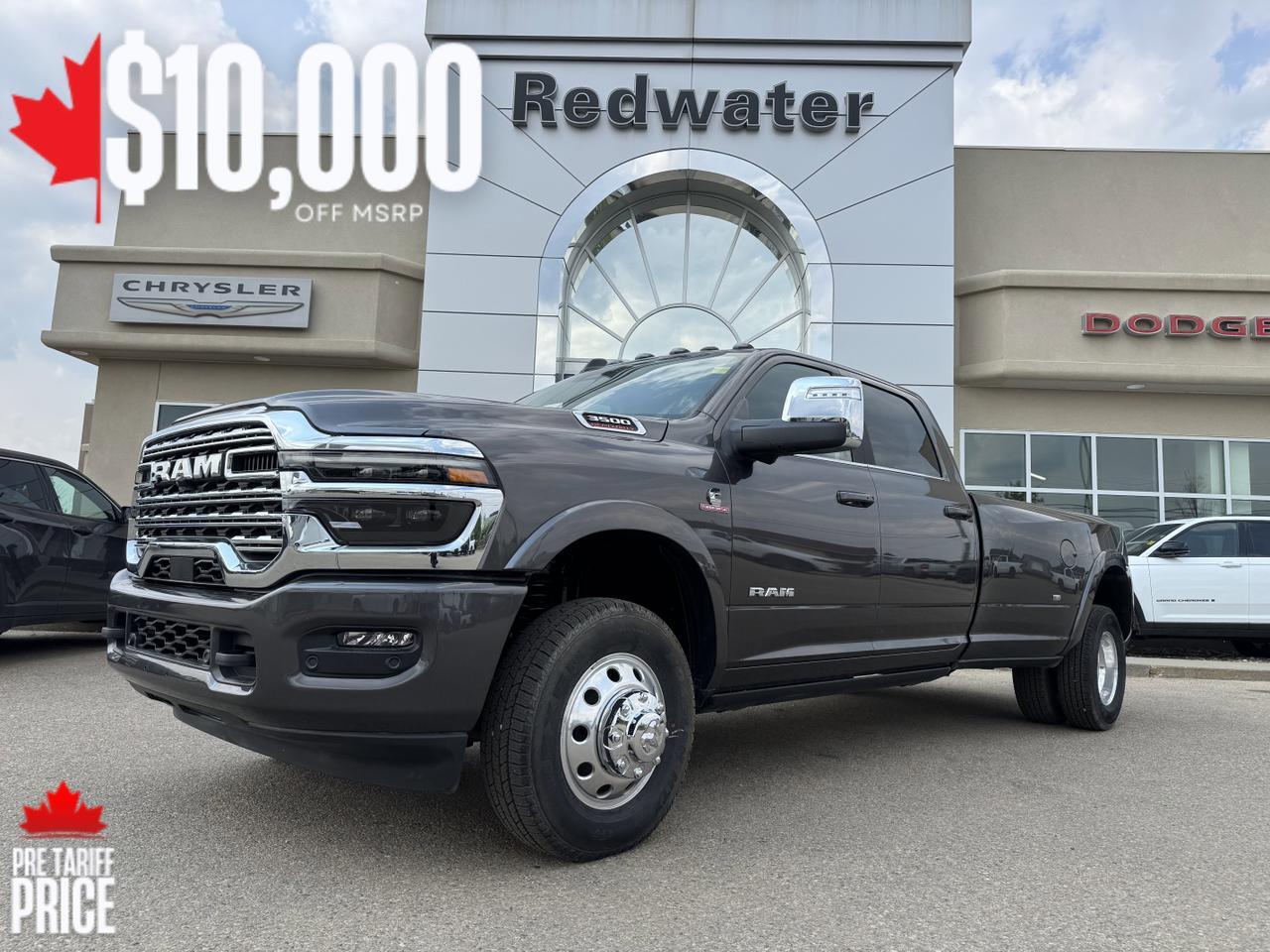 2025 Ram 3500 Limited Longhorn Dually Crew Cab 4x4 | Cummins | Leather | Sunroof | 5th Wheel Redwater AB