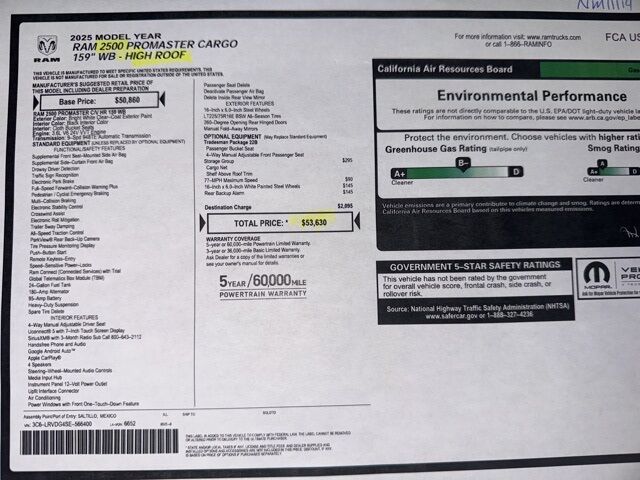2025 Ram ProMaster 2500 High Roof West Burlington IA 2025 Ram ProMaster 2500 High Roof West Burlington IA