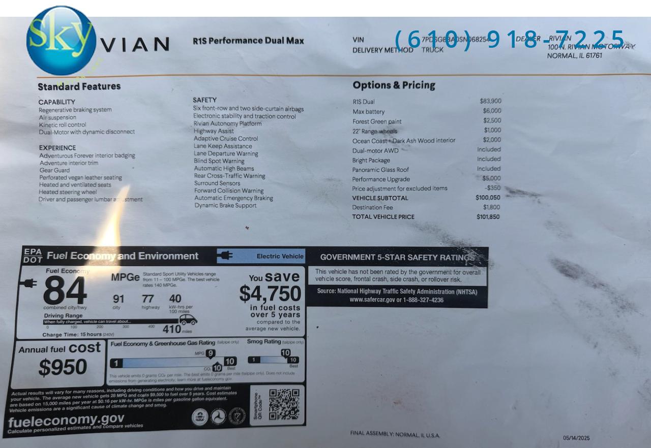 2025 Rivian R1S AWD Adventure Performance Dual Motor Max Pack West Chester PA