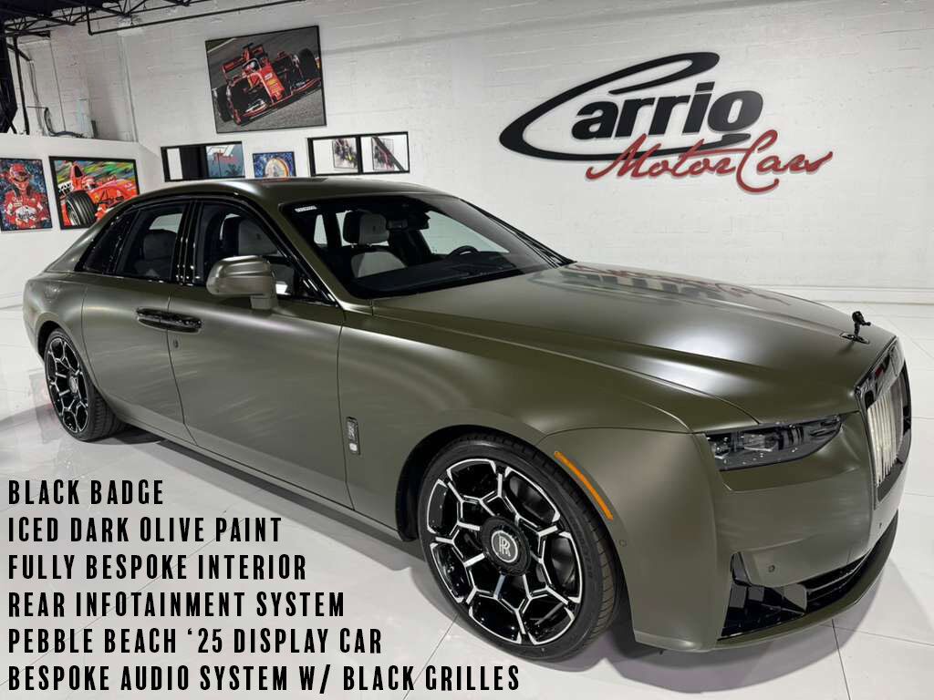 2025 Rolls-Royce Ghost Black Badge Pebble Beach '25 display car! Iced Dark olive paint,Bespoke interior,Bespoke audio &MORE