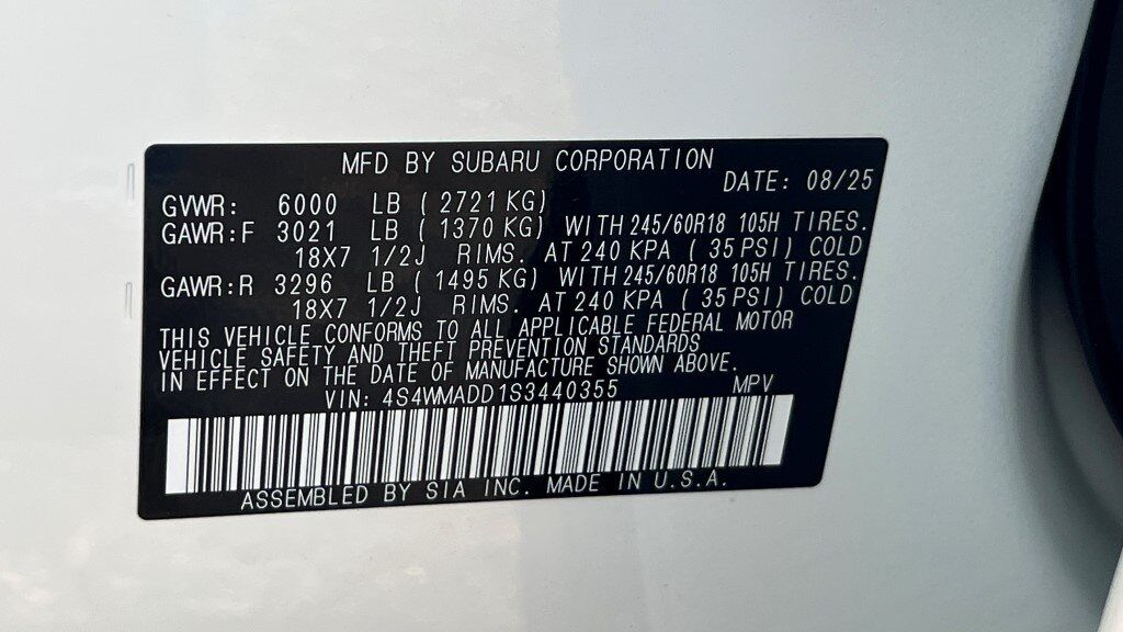 2025 Subaru ASCENT Premium 7 - Passenger Fredericksburg VA