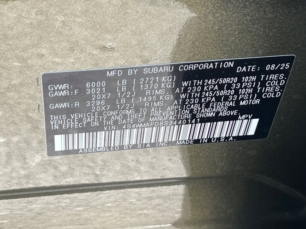 2025 Subaru Ascent Onyx Edition Hagerstown MD