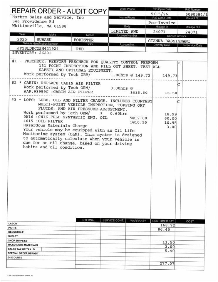 2025 Subaru Forester Limited Webster MA