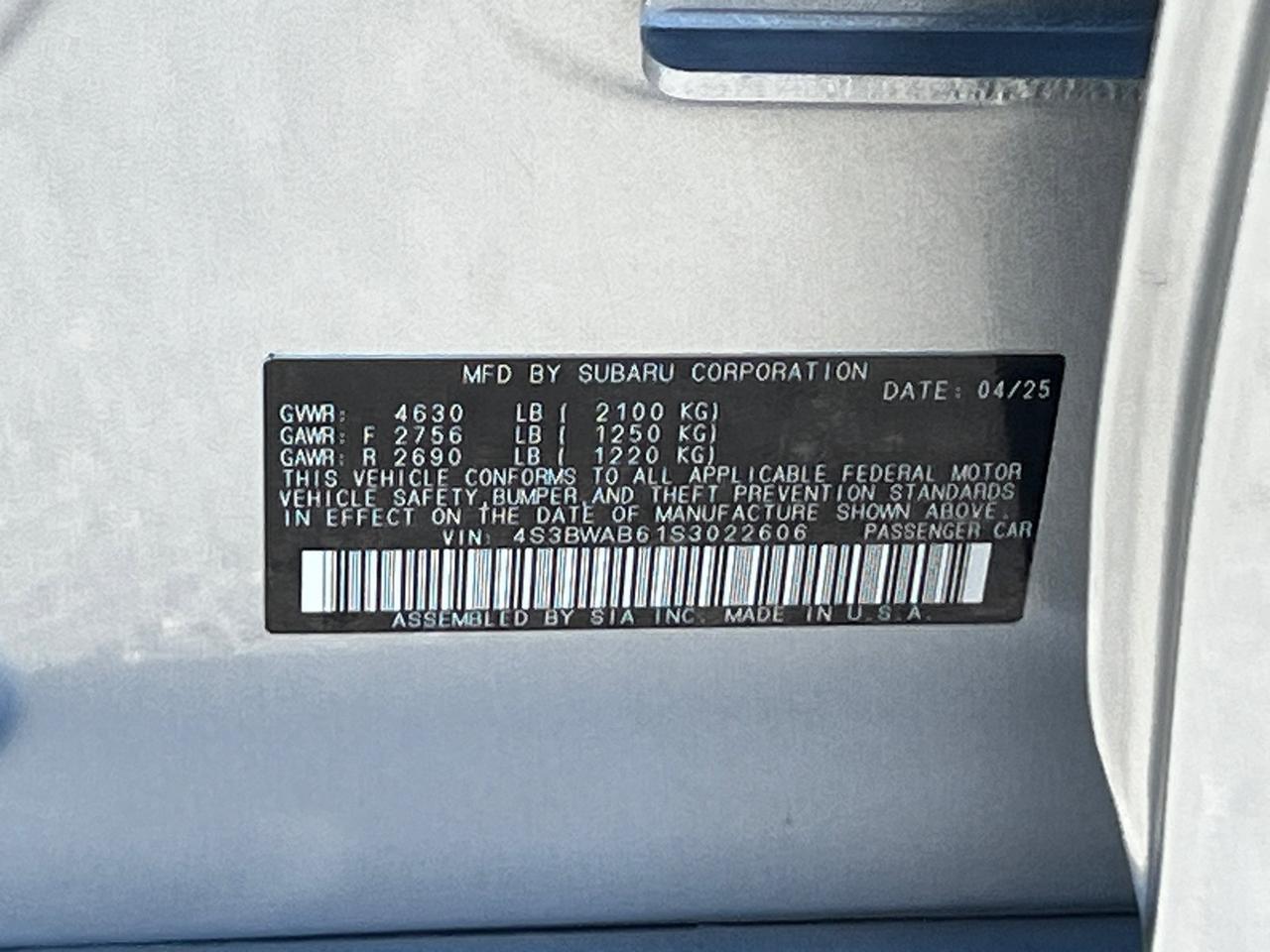 2025 Subaru Legacy Base Hagerstown MD