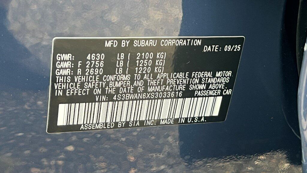 2025 Subaru Legacy Limited Fredericksburg VA