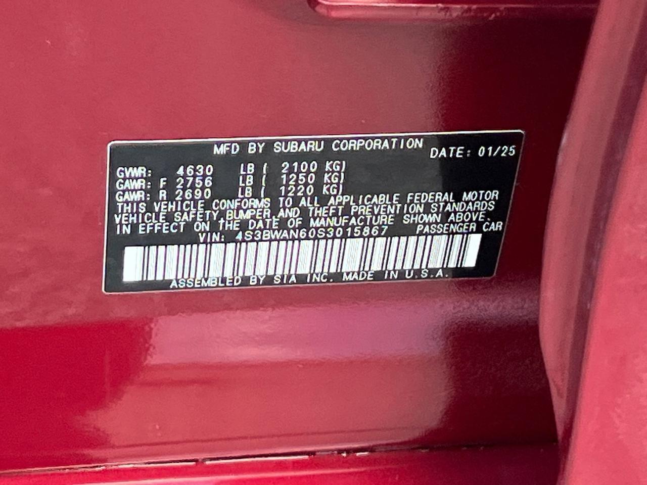 2025 Subaru Legacy Limited Hagerstown MD