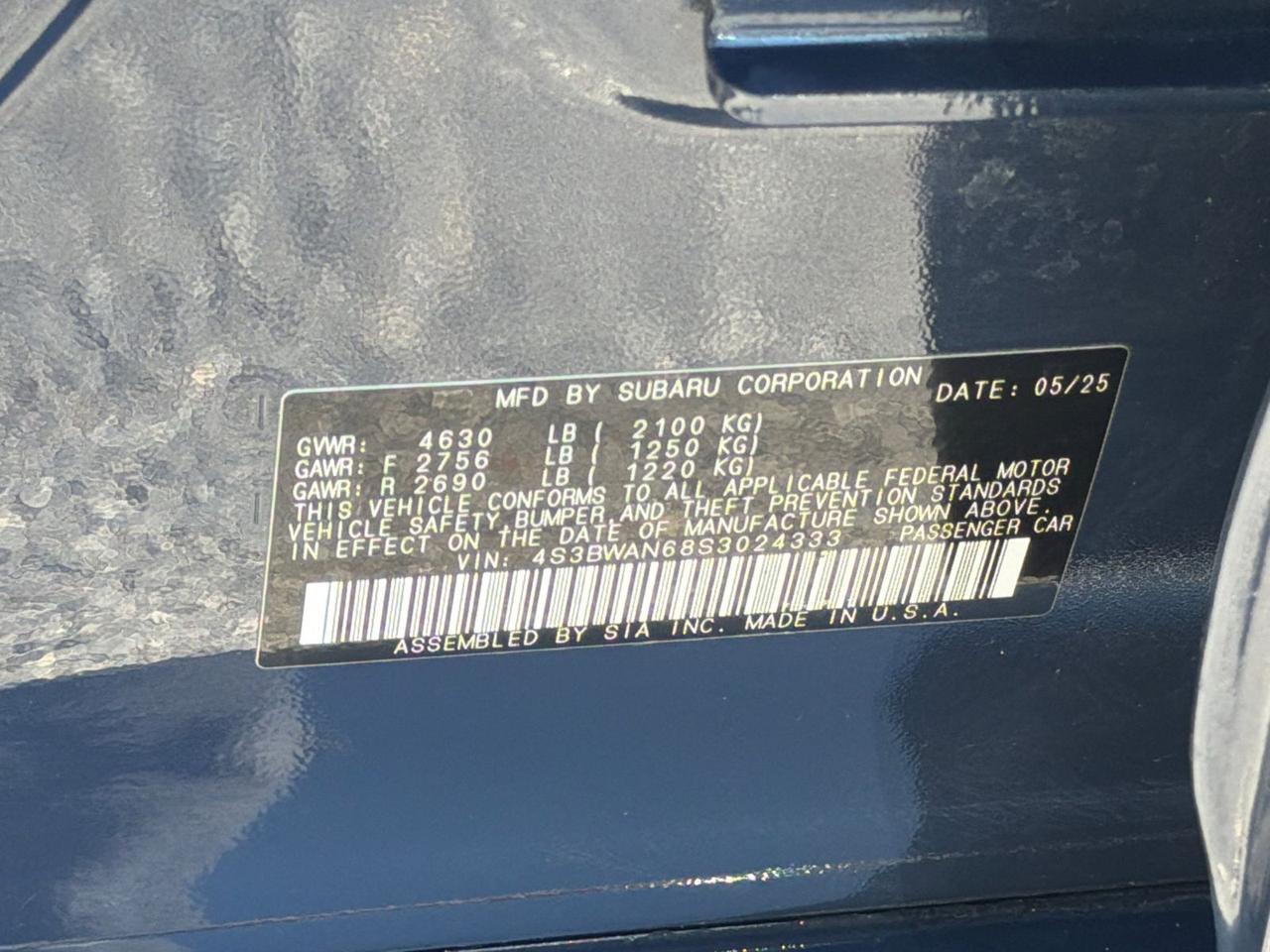 2025 Subaru Legacy Limited Hagerstown MD