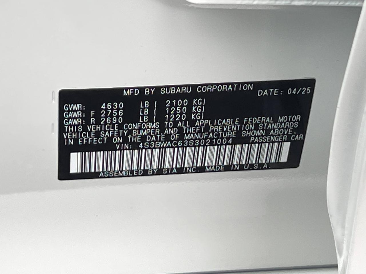 2025 Subaru Legacy Premium Hagerstown MD