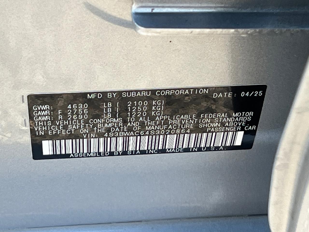 2025 Subaru Legacy Premium Hagerstown MD