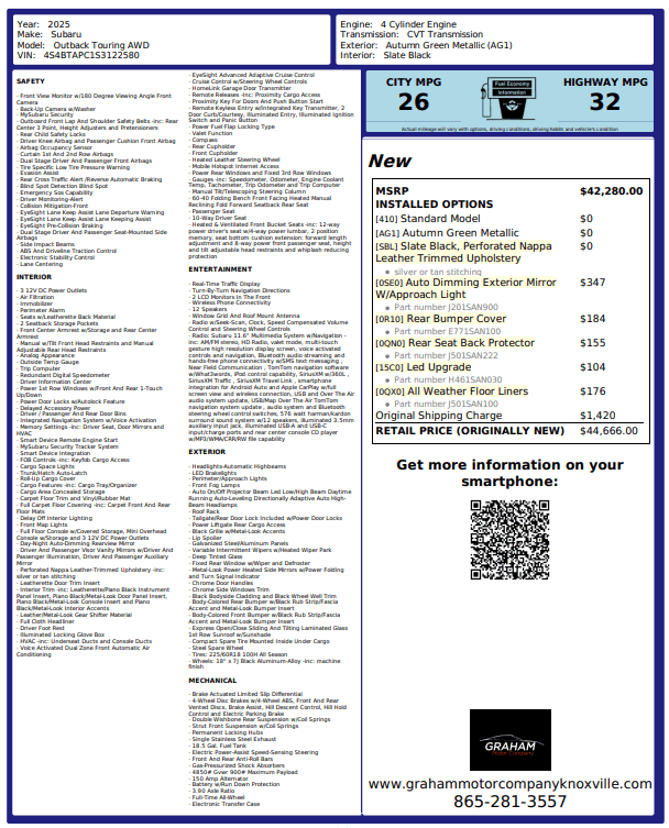 2025 Subaru Outback Touring Knoxville TN