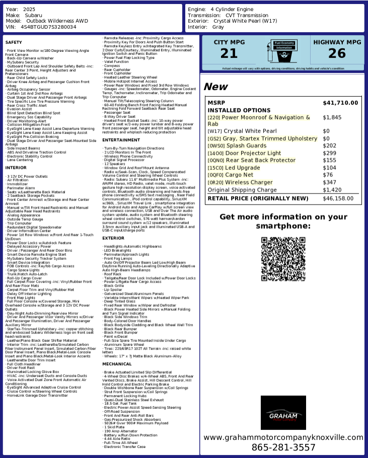 2025 Subaru Outback Wilderness Knoxville TN