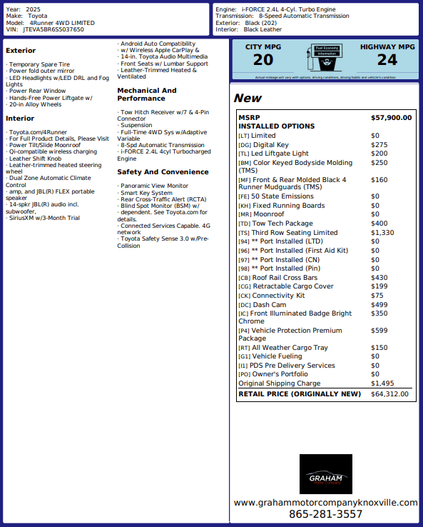 2025 Toyota 4Runner Limited Knoxville TN