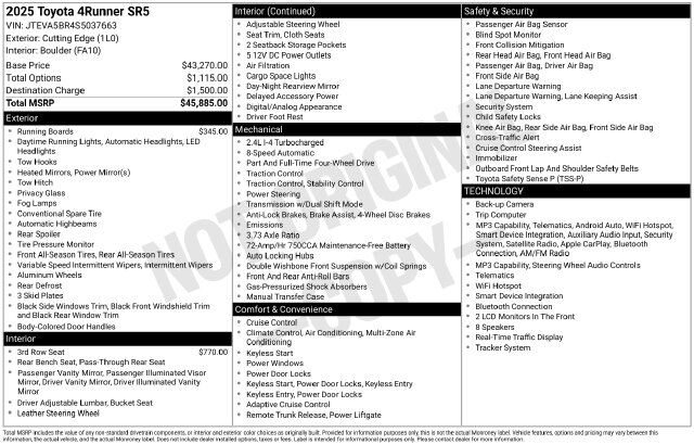 2025 Toyota 4Runner SR5 Raleigh NC