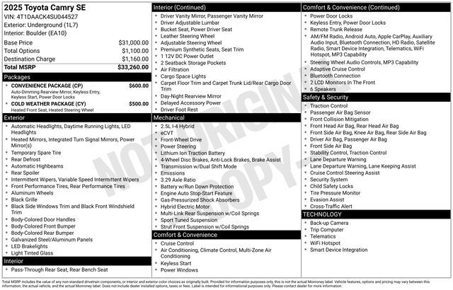 2025 Toyota Camry SE Raleigh NC