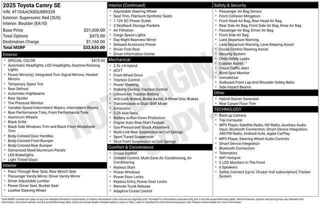 2025 Toyota Camry SE Raleigh NC
