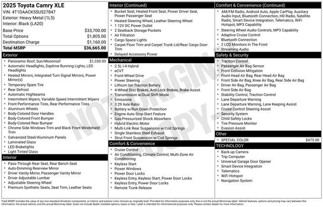 2025 Toyota Camry XLE Raleigh NC