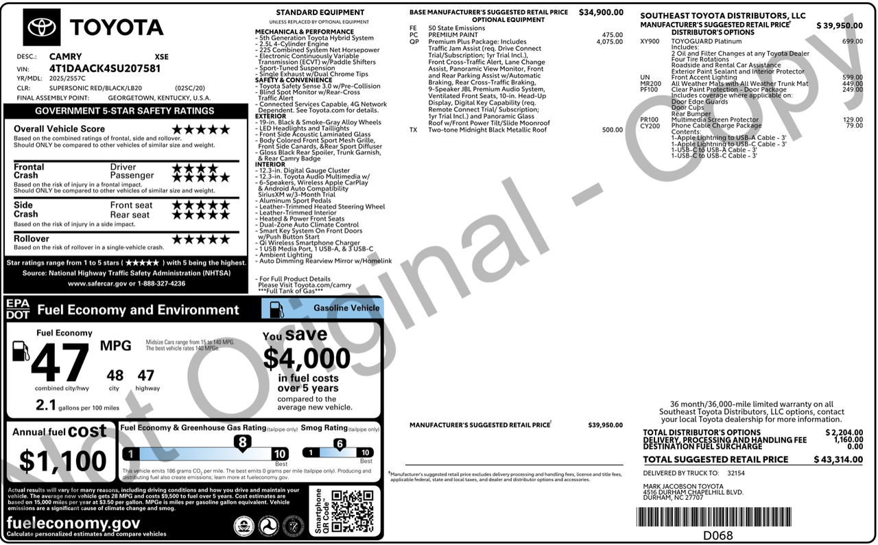 2025 Toyota Camry XSE Knoxville TN