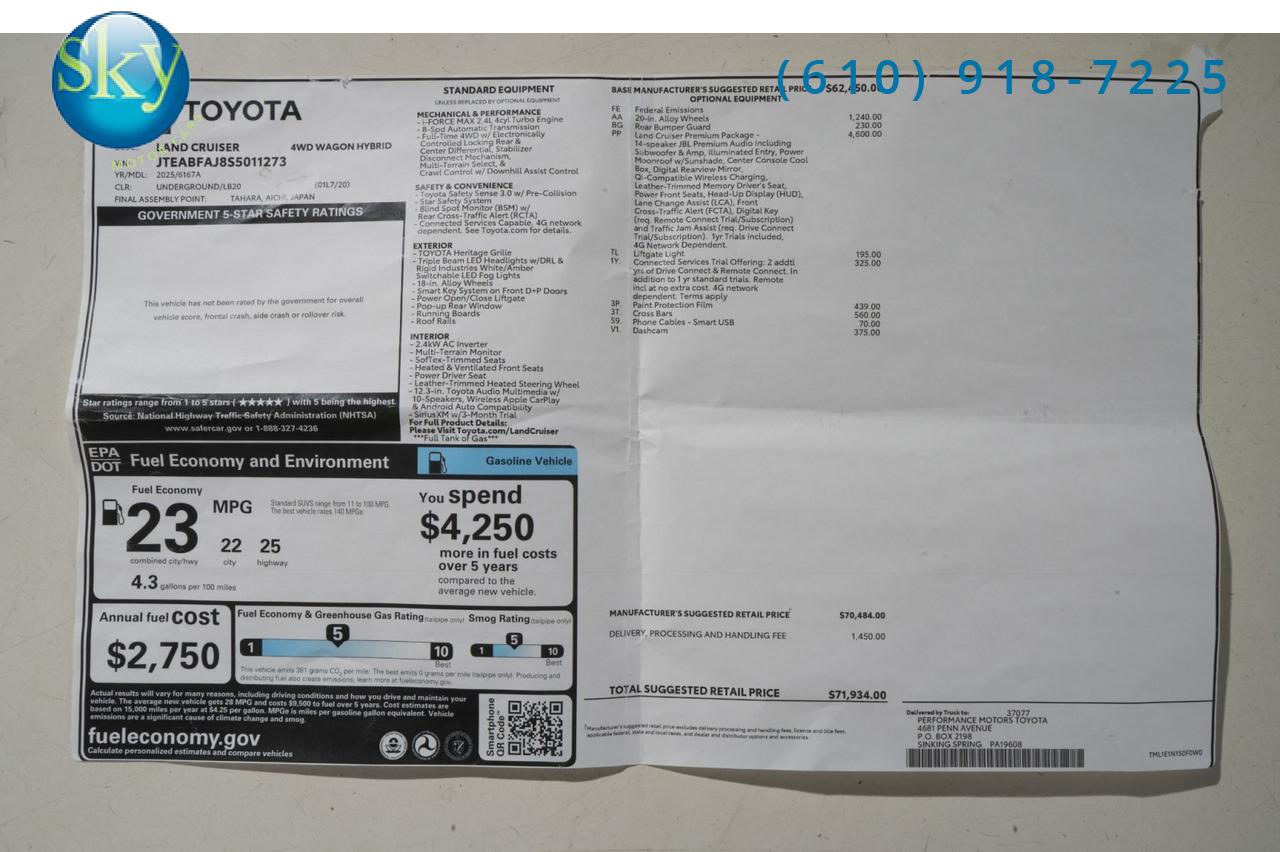 2025 Toyota Land Cruiser 4WD PREMIUM PACKAGE West Chester PA