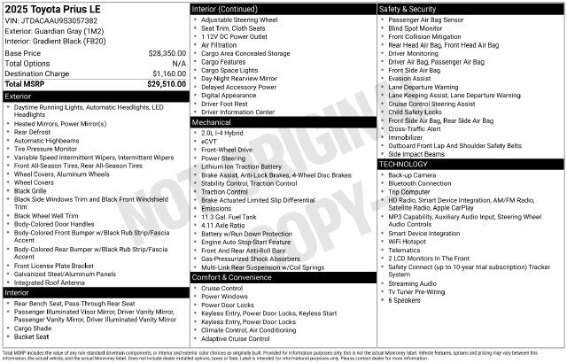 2025 Toyota Prius LE Raleigh NC