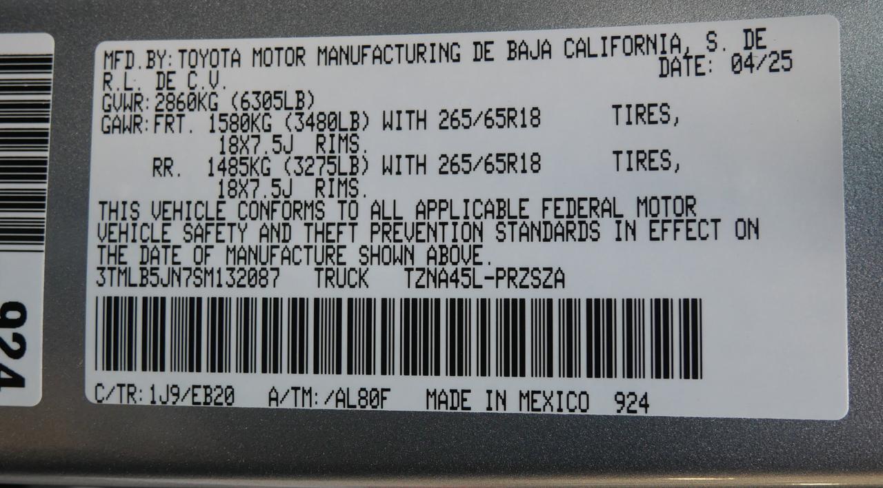 2025 Toyota Tacoma 4WD Limited San Juan TX