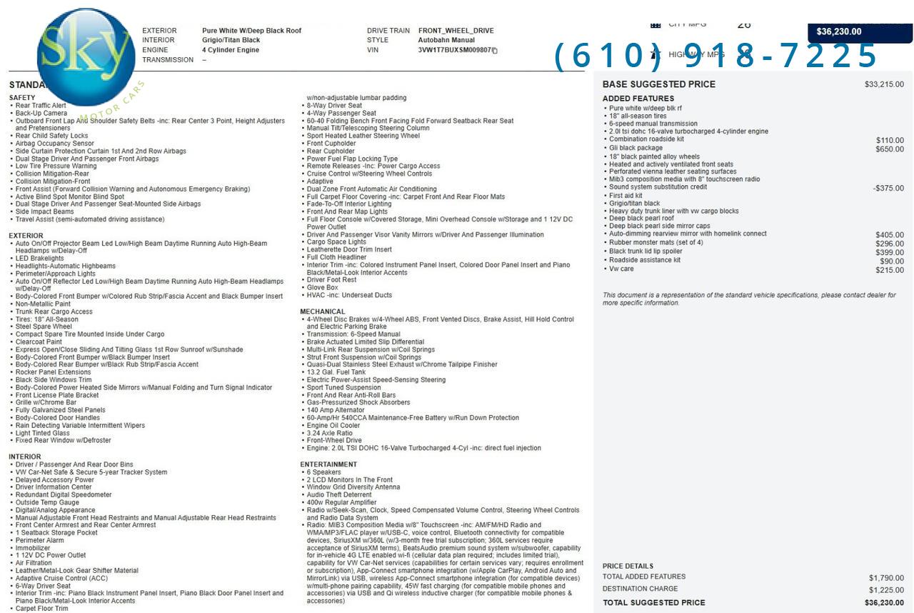 2025 Volkswagen Jetta GLI Autobahn 6-SPEED MANUAL