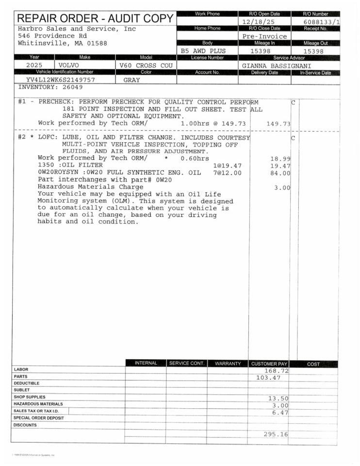 2025 Volvo V60 Cross Country Plus Whitinsville MA