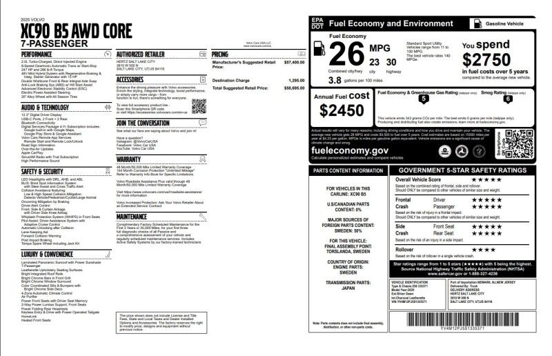 2025 Volvo XC90 Core Webster MA