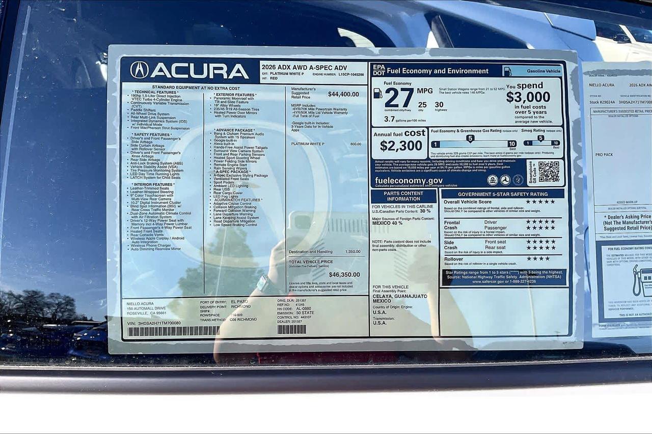 2026 Acura ADX w/A-Spec Advance Package Roseville CA